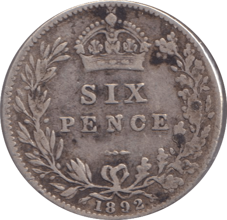 1892 SIXPENCE ( GF ) - WORLD COINS - Cambridgeshire Coins