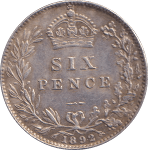 1892 SIXPENCE ( GVF ) - SIXPENCE - Cambridgeshire Coins