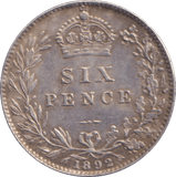 1892 SIXPENCE ( GVF ) - SIXPENCE - Cambridgeshire Coins