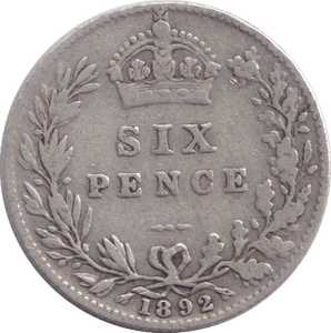 1892 SIXPENCE ( NF ) - SIXPENCE - Cambridgeshire Coins