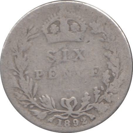 1892 SIXPENCE ( NF ) - SIXPENCE - Cambridgeshire Coins