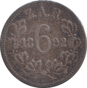 1892 SIXPENCE SOUTH AFRICA - SILVER WORLD COINS - Cambridgeshire Coins