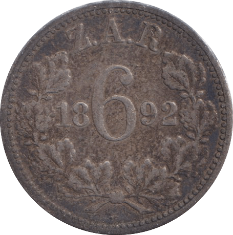 1892 SIXPENCE SOUTH AFRICA - SILVER WORLD COINS - Cambridgeshire Coins