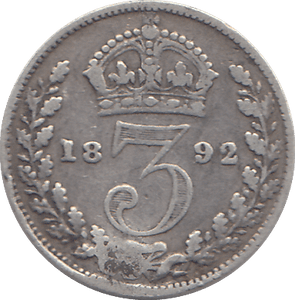 1892 THREEPENCE ( F ) - WORLD COINS - Cambridgeshire Coins