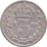 1892 THREEPENCE ( FAIR ) - THREEPENCE - Cambridgeshire Coins