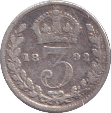 1892 THREEPENCE ( FINE ) - THREEPENCE - Cambridgeshire Coins