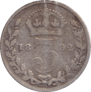 1892 THREEPENCE ( FINE ) - Threepence - Cambridgeshire Coins