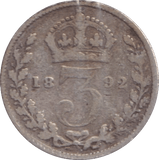1892 THREEPENCE ( FINE ) - Threepence - Cambridgeshire Coins