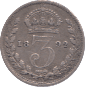 1892 THREEPENCE ( VF ) - THREEPENCE - Cambridgeshire Coins