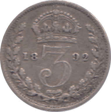 1892 THREEPENCE ( VF ) - THREEPENCE - Cambridgeshire Coins