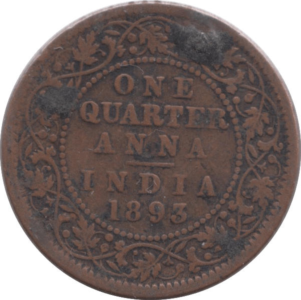 1893 1/4 ANNA BRITISH INDIA - WORLD COINS - Cambridgeshire Coins
