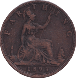 1893 FARTHING ( FINE ) - FARTHING - Cambridgeshire Coins