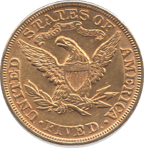 1893 GOLD FIVE DOLLARS USA - Gold World Coins - Cambridgeshire Coins