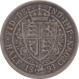 1893 HALFCROWN ( VF ) - HALFCROWN - Cambridgeshire Coins
