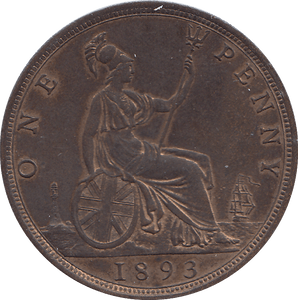 1893 ONE PENNY ( AUNC ) - WORLD COINS - Cambridgeshire Coins