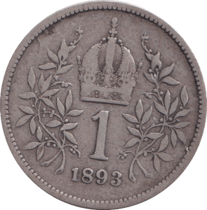 1893 SILVER CORONA AUSTRIA - SILVER WORLD COINS - Cambridgeshire Coins