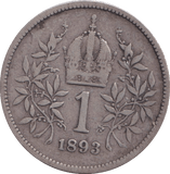 1893 SILVER CORONA AUSTRIA - SILVER WORLD COINS - Cambridgeshire Coins