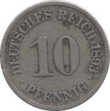 1893 SILVER GERMANY 10 PFENNIG - SILVER WORLD COINS - Cambridgeshire Coins