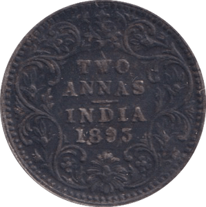 1893 SILVER INDIA TWO ANNAS - SILVER WORLD COINS - Cambridgeshire Coins