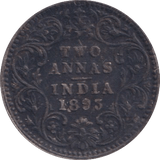 1893 SILVER INDIA TWO ANNAS - SILVER WORLD COINS - Cambridgeshire Coins
