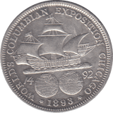 1893 SILVER USA COLUMBIAN HALF DOLLAR - SILVER WORLD COINS - Cambridgeshire Coins