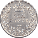 1893 SIXPENCE ( AUNC ) 1 - SIXPENCE - Cambridgeshire Coins
