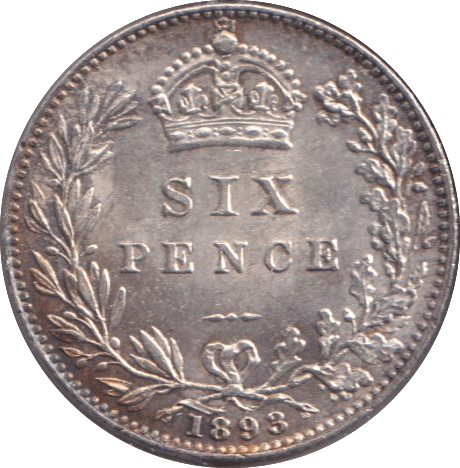 1893 SIXPENCE ( AUNC ) - SIXPENCE - Cambridgeshire Coins