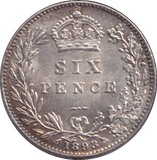 1893 SIXPENCE ( AUNC ) - SIXPENCE - Cambridgeshire Coins