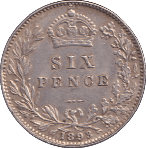 1893 SIXPENCE ( EF ) - SIXPENCE - Cambridgeshire Coins
