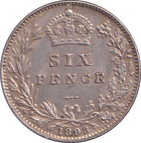 1893 SIXPENCE ( EF ) - SIXPENCE - Cambridgeshire Coins