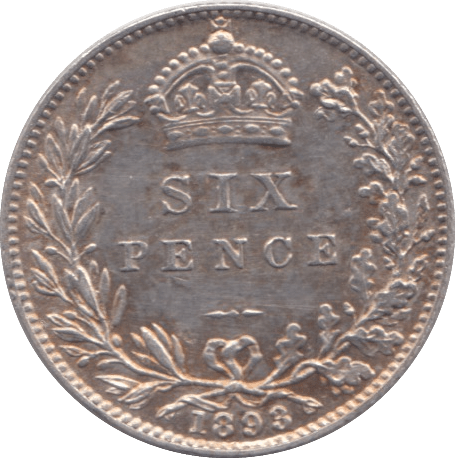 1893 SIXPENCE ( EF ) - SIXPENCE - Cambridgeshire Coins