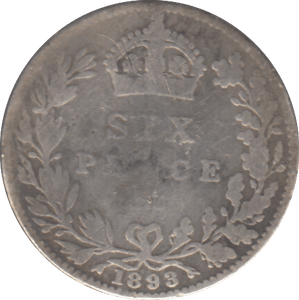 1893 SIXPENCE ( FAIR ) - SIXPENCE - Cambridgeshire Coins
