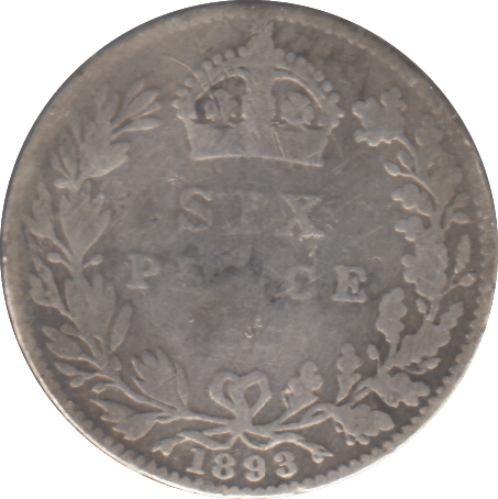 1893 SIXPENCE ( FAIR ) - SIXPENCE - Cambridgeshire Coins