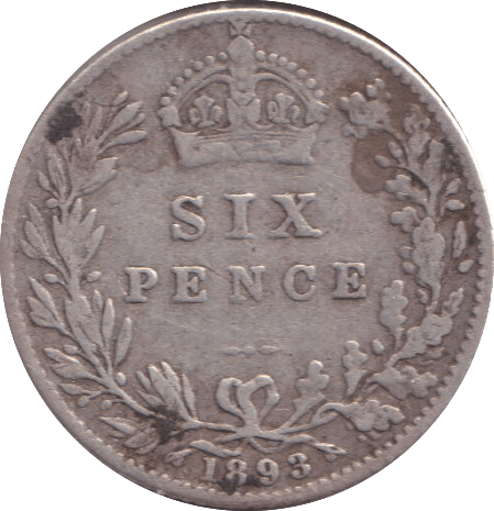 1893 SIXPENCE ( FINE ) - SIXPENCE - Cambridgeshire Coins