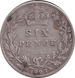 1893 SIXPENCE ( FINE ) - SIXPENCE - Cambridgeshire Coins