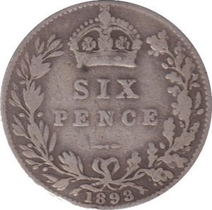 1893 SIXPENCE (FINE) - SIXPENCE - Cambridgeshire Coins