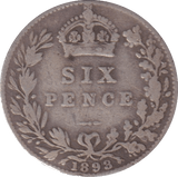 1893 SIXPENCE (FINE) - SIXPENCE - Cambridgeshire Coins