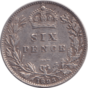 1893 SIXPENCE ( GVF ) - SIXPENCE - Cambridgeshire Coins