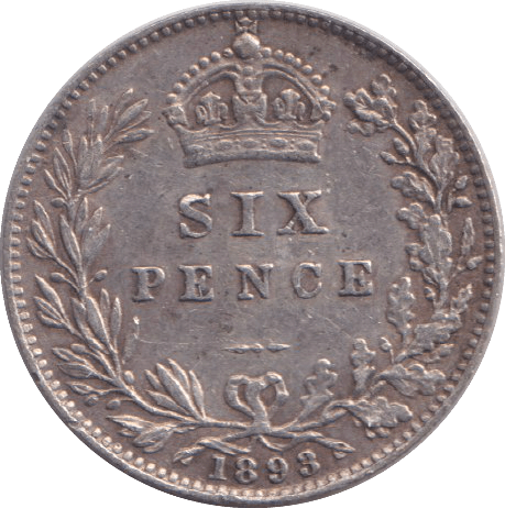1893 SIXPENCE ( GVF ) - SIXPENCE - Cambridgeshire Coins