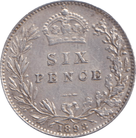 1893 SIXPENCE ( GVF ) - SIXPENCE - Cambridgeshire Coins