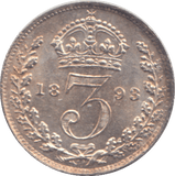 1893 THREEPENCE ( AUNC ) - THREEPENCE - Cambridgeshire Coins