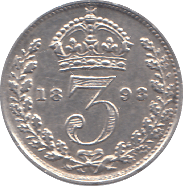 1893 THREEPENCE ( EF ) - THREEPENCE - Cambridgeshire Coins