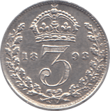 1893 THREEPENCE ( EF ) - THREEPENCE - Cambridgeshire Coins