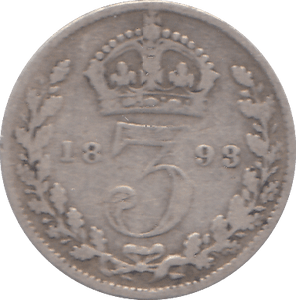 1893 THREEPENCE ( FINE ) - THREEPENCE - Cambridgeshire Coins