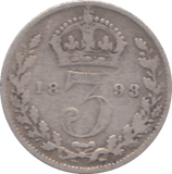 1893 THREEPENCE ( FINE ) - THREEPENCE - Cambridgeshire Coins
