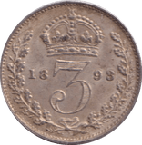 1893 THREEPENCE ( GF ) - THREEPENCE - Cambridgeshire Coins