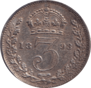 1893 THREEPENCE ( GVF ) - Threepence - Cambridgeshire Coins