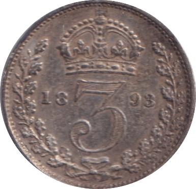 1893 THREEPENCE ( GVF ) - Threepence - Cambridgeshire Coins
