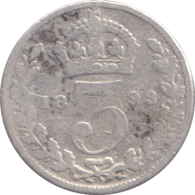 1893 THREEPENCE ( NF ) - THREEPENCE - Cambridgeshire Coins