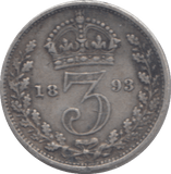 1893 THREEPENCE ( VF ) - THREEPENCE - Cambridgeshire Coins
